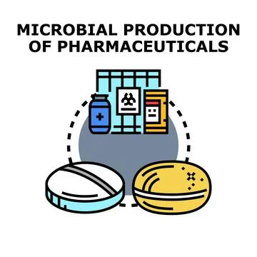 Microbial production process creating pharmaceutical medicines Stock Illustration