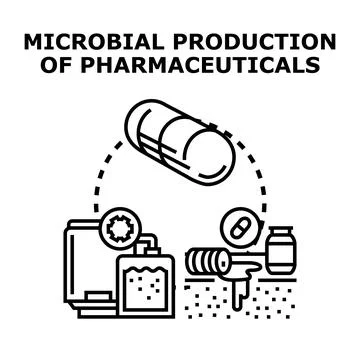 Microbial production process for pharmaceutical medicine development Stock Illustration