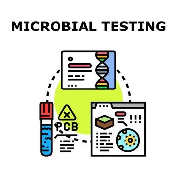 Microbial testing analyzing environmental contamination and genetic samples Stock Illustration