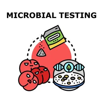 Microbial testing evaluating bacteria and scientific research Illustrazione stock