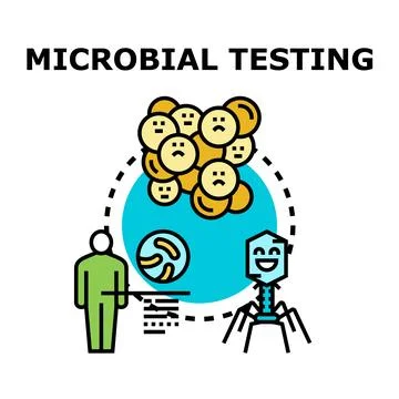 Microbial testing evaluating human health and bacteria research Stock Illustration