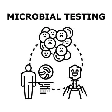 Microbial testing evaluating human health and bacteria research Stock Illustration