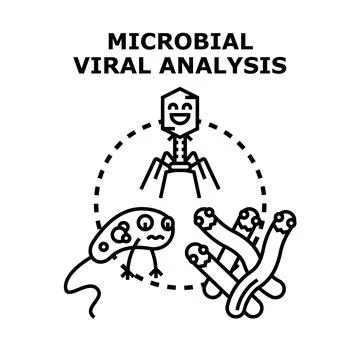 Microbial viral analysis studying bacteria and pathogen interaction Illustrazione stock