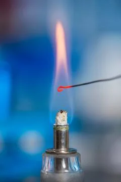 Microbiological inoculation loop in a flame Stock Photos