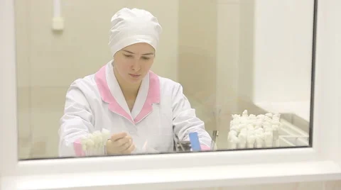 Microbiological laboratory work with test tubes Stock Footage 58266655