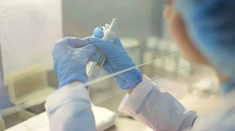Microbiological laboratory work with tests Stock Footage 56390730