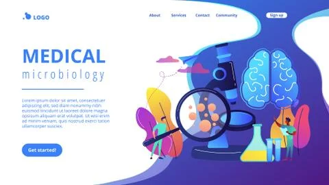 Microbiological technology concept landing page. Stock Illustration