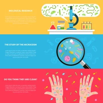 Microbiology banner set Stock Illustration
