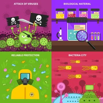 Microbiology concept set Stock Illustration