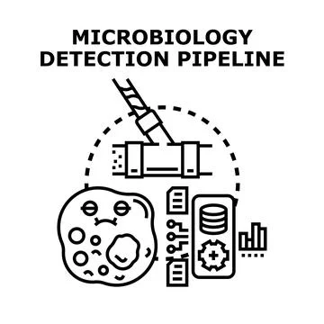 Microbiology detection pipeline identifying pathogens for analysis Stock Illustration