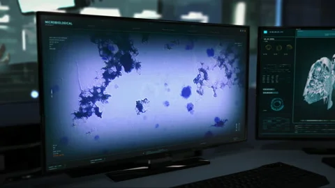 Microbiology Experiment On Microscopic Level Via Advanced User Interface Program Vídeos de archivo 229935932