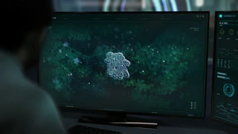 Microbiology Interface Program Scans Infectious Bacteria Multiplication Vídeos de archivo 201193143