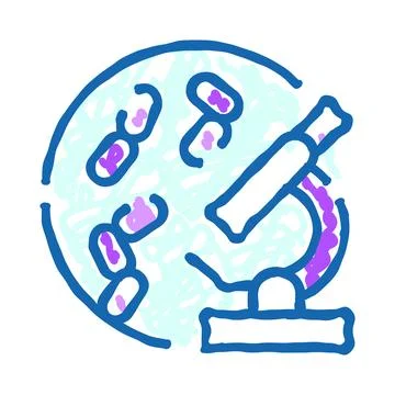 Microbiology research studying bacteria with microscope Stock Illustration