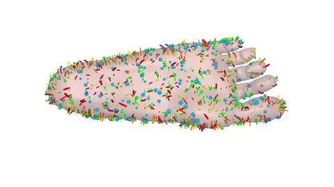 Microbiome bacteria on human foot Stock-Footage 83433688