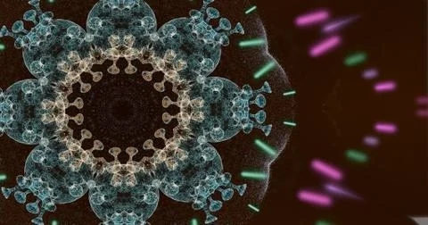 Microbiome inside a human body in a protecting shining shell. Illustrazione stock