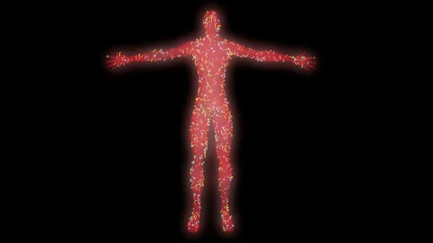 Microbiome , microorganisms, bacteria, viruses, microbes on human body Stock Footage