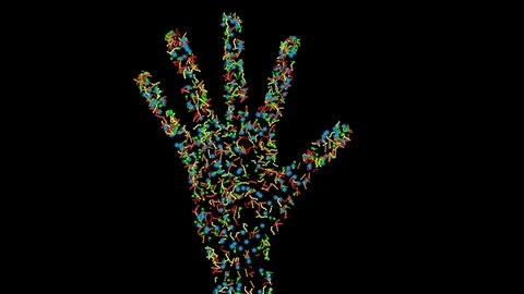 Microbiome , microorganisms, bacteria, viruses, microbes crawling on human hand Stock-Footage 79669809