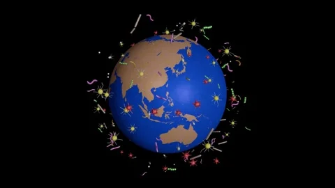 Microbiome of planet Earth. 3d animation rendering. Stock Footage 337956652