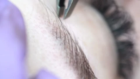Microblading Eyebrow Tattoo, Permanent Makeup, Using Special Needle, Injects Stock Footage 135554949