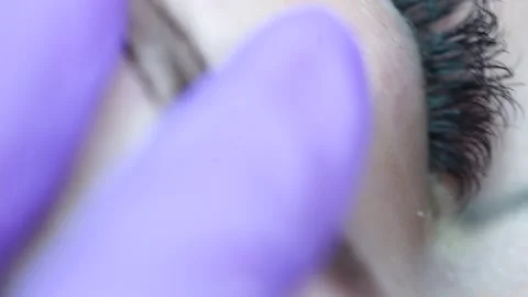 Microblading Eyebrow Tattoo, Permanent Makeup, Using Special Needle, Injects Stock Footage 135554987