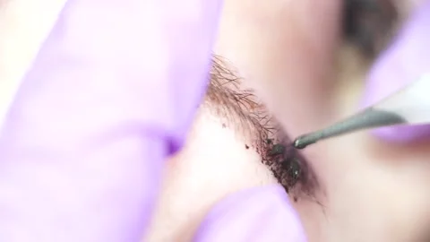 Microblading Eyebrow Tattoo, Permanent Makeup, Using Special Needle, Injects Vídeos de archivo 135555208