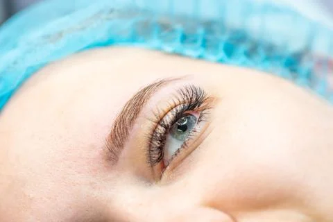 Microblading Eyebrow Tattoo, Permanent Makeup, Using Special Needle, Injects Stock Photos