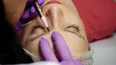 Microblading eyebrows procedure Stock Footage 89662568
