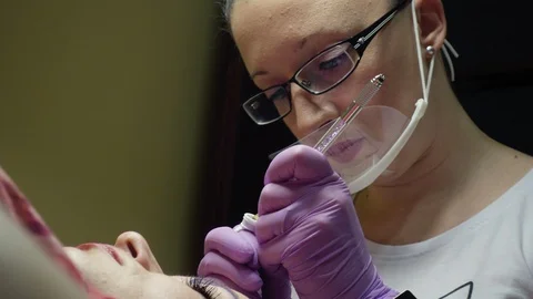 Microblading eyebrows procedure Stock Footage 89663441