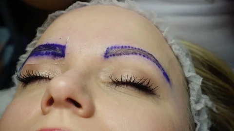 Microblading eyebrows procedure Stock Footage 89663468