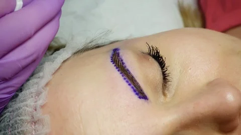 Microblading eyebrows procedure Stock Footage 89663522