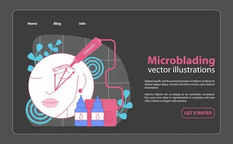 Microblading procedure illustration, showcasing precise eyebrow enhancement. Stock Illustration