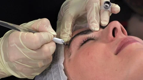 Microblading procedures in a beauty salon Stock Footage 113674486