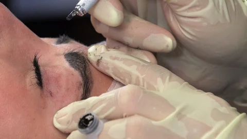 Microblading procedures in a beauty salon Stock Footage 113674608