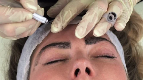Microblading procedures in a beauty salon Stock Footage 113674835