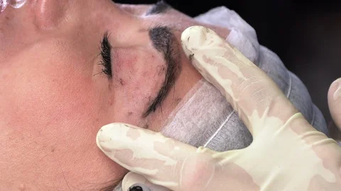 Microblading procedures in a beauty salon Stock Footage 113733970