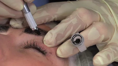 Microblading procedures in a beauty salon Stock Footage 113734524