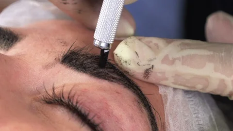 Microblading procedures in a beauty salon Stock Footage 113799390
