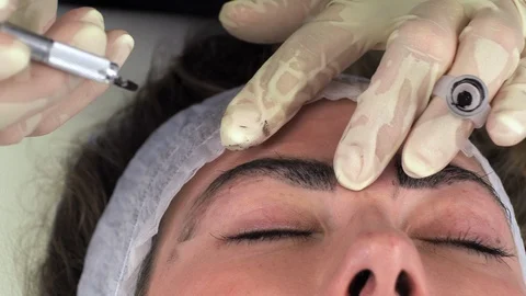 Microblading procedures in a beauty salon Stock Footage 113801809