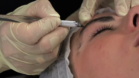 Microblading procedures in a beauty salon Stock Footage 113917311