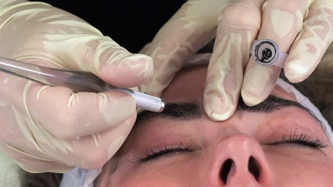 Microblading procedures in a beauty salon Stock Footage 113996854