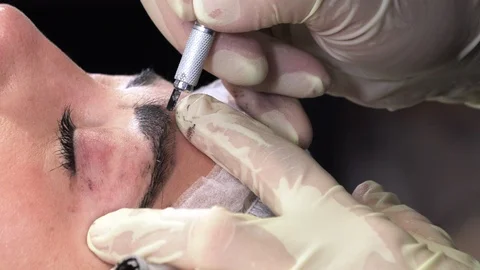 Microblading procedures in a beauty salon Stock Footage 114050505