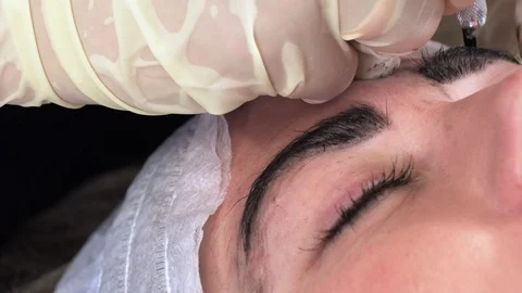 Microblading procedures in a beauty salon Stock Footage 114051421
