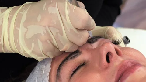 Microblading procedures in a beauty salon Stock Footage 114083199