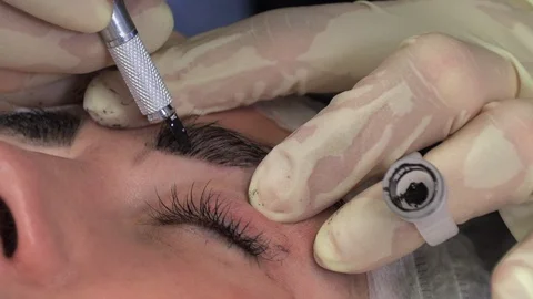 Microblading procedures in a beauty salon Stock Footage 114127002