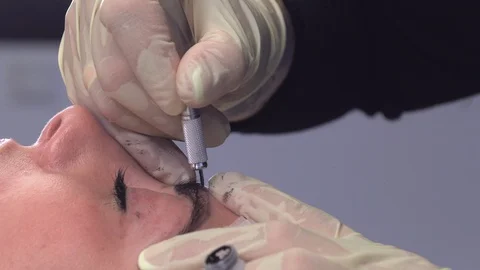 Microblading procedures in a beauty salon Stock Footage 114159515