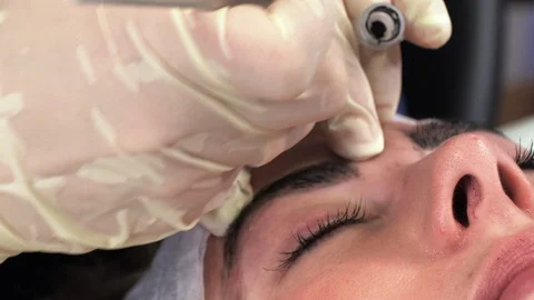 Microblading procedures in a beauty salon Stock Footage 114273696