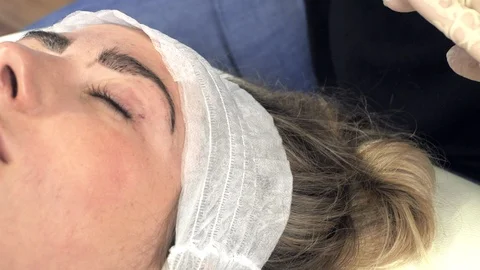 Microblading procedures in a beauty salon Stock Footage 114312557