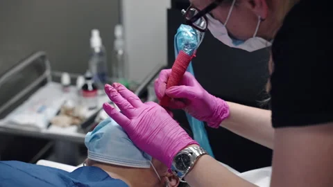 Microblading procedures in spa beauty salon, rejuvenate procedures Stock Footage 164053463