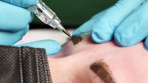 Microblading tattoo , permanent make-up 库存影片 266143579
