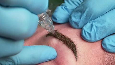 Microblading tattoo , permanent make-up 库存影片 266144969